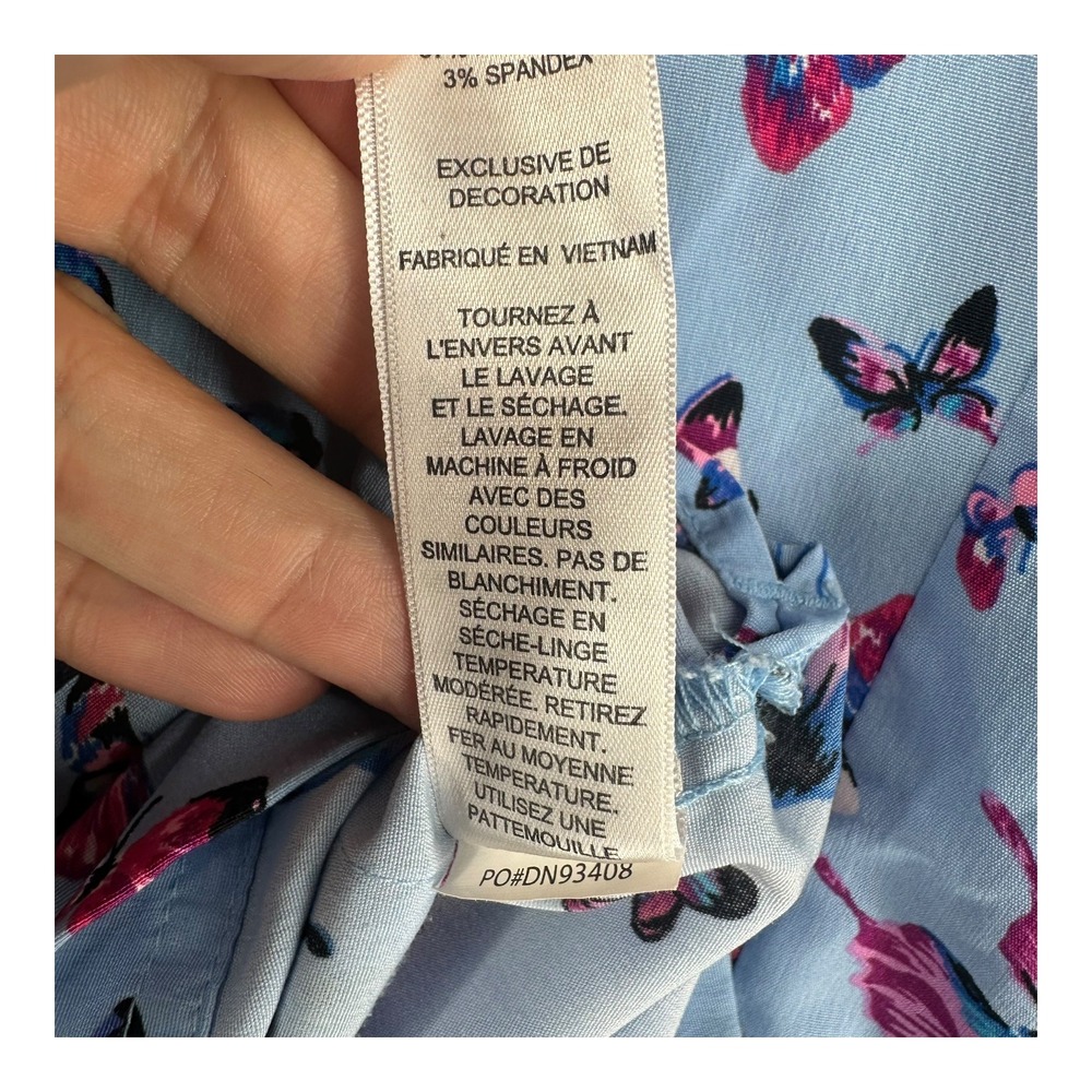 Betsey Johnson Light Blue Butterfly Print Short Sleeve Top - Picture 12 of 14